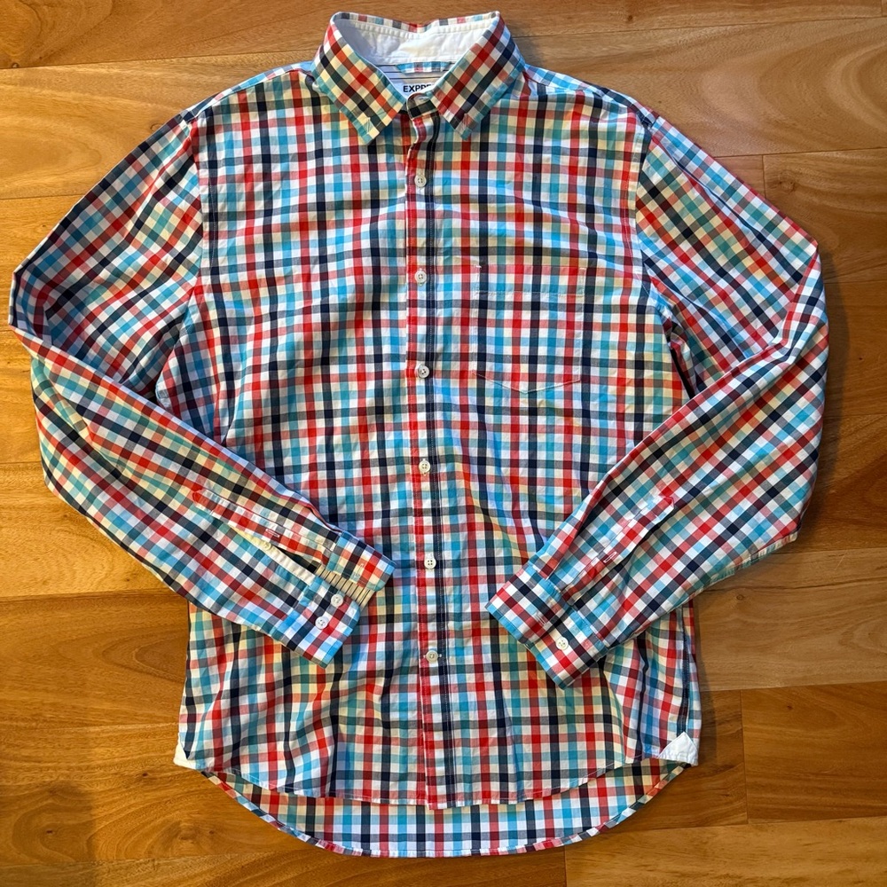 Express plaid button down shirt